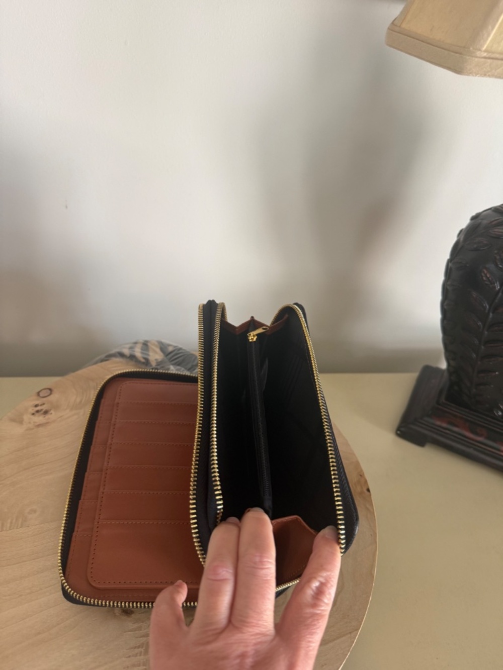 Joy Mangano Leather Double Wallet Wristlet - Picture 6 of 6